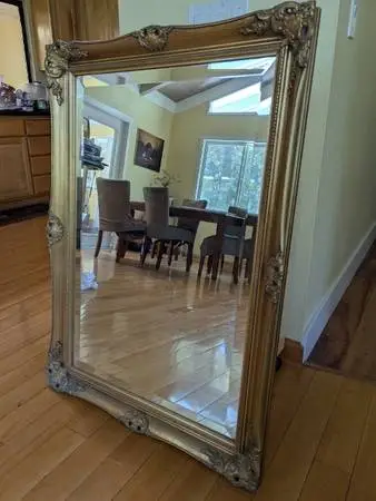 Ornate Vintage Gilded Wood Framed Wall Mirror
