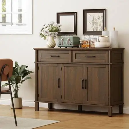 48 Inch Buffet Cabinet with Storage, Farmhouse Sideboard Buffet w/2 Drawers and