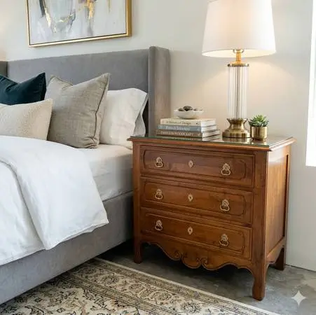 Luxury Ethan Allen Legacy French Country 3-Drawer Nightstand / Commo