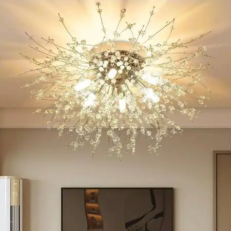 Modern 6-Light Gold Firework Crystal Chandelier - New in Box