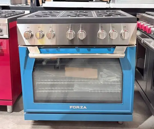 Forza FR366GN 36″ Professional Gas Range with Blue Door Trim