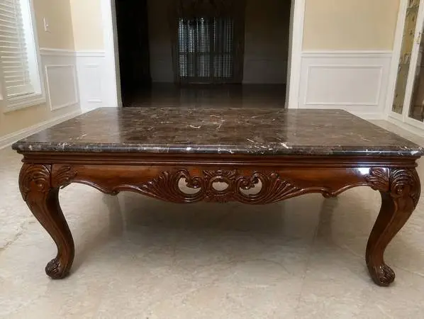SOLID TEAK WOOD/GRANITE TOP SIDE AND CENTER TABLES FOR LIVING ROOM