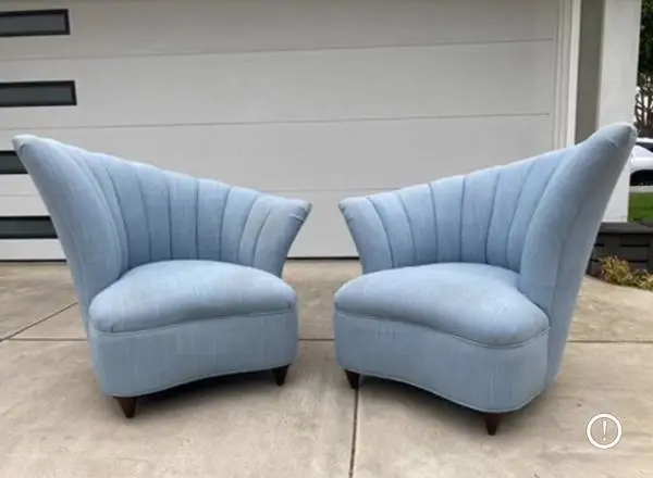Art Deco Hollywood Regency Asymmetrical Scallop Chairs