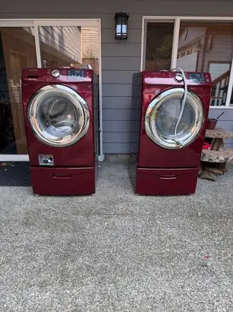 Merlot red Samsung washer and dryer