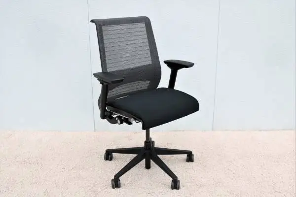 Steelcase Ergonomic Executive Think Black Desk Chair In 3D Knit Back