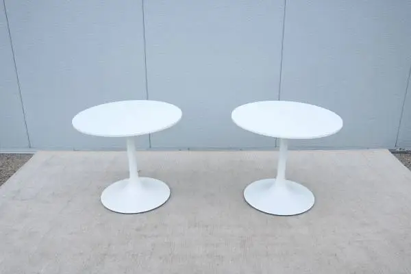 Mid-Century Modern Nineteen20 Round White Tulip Side Tables a New Pair