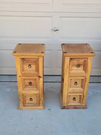 Rustic pine nightstands or end tables 3 drawers
