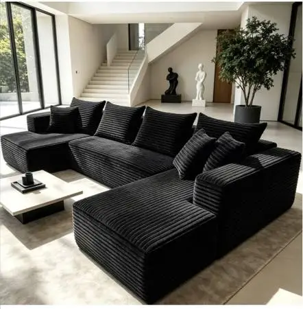 New! Comfortable 133” Oversized U Shaped Corduroy Sofa