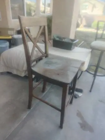 2 Brown Wooden Counter Height Chairs