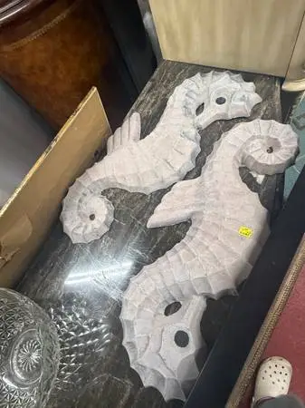 Pair of Large Heavyweight Seahorse Wall Decor