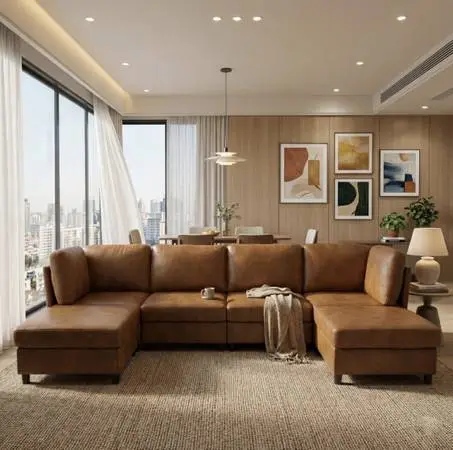 New! Modular Leather Sectional Sofa