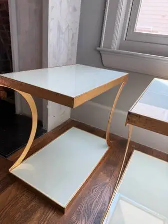 Beautiful gold and glass end tables - $100