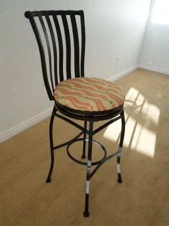 Black Metal Bar Stool Counter Swivel Chair w/ Back