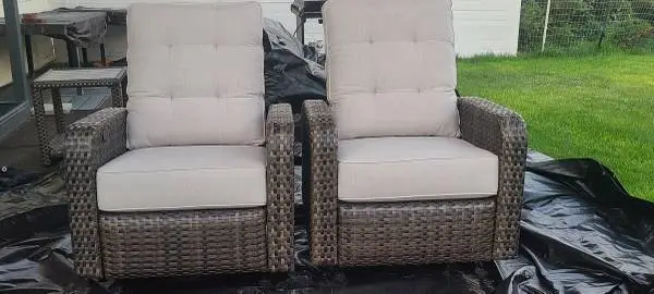 2 Patio Gliding Recliner Chairs with End Table