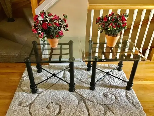 Metal side tables glass top