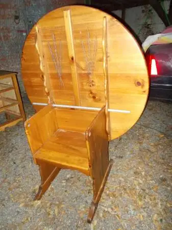 Table/Chair: Combo, Custom-Made, All-Hard-Wood, Approx: 40inch Round