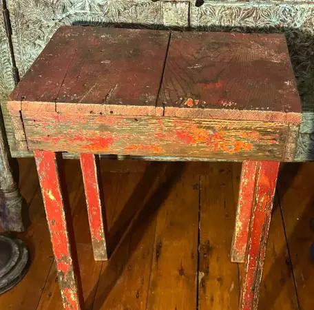 ONE-OF-A-KIND Antique Primitive Side Table – Original Red Paint