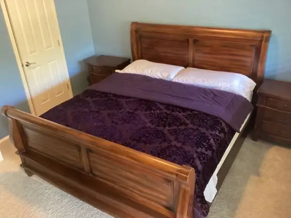 Hard Wood King Bed Set with 2 Night Stands “Nice”