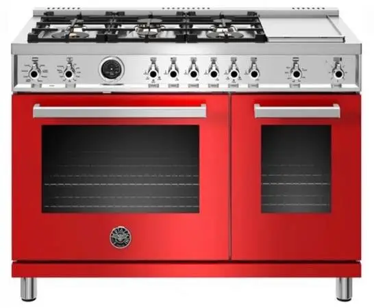 *Open Box* Bertazzoni 48” Dual Fuel Range – 6 Burners / Griddle-Rosso Red