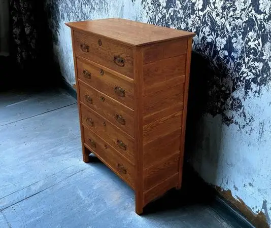 Late 1800s Mission Style Oak Dresser Chest of Drawers Highboy