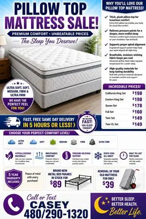 ✅Brand new pillow top mattress & box spring/All sizes/Free delivery✅