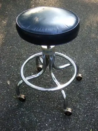 Vintage Brewer Medical Dental Tatoo Artist Stool Chrome Roll Adjust EX