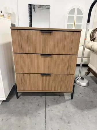 Walker Edison Paris 3 Drawer Chest With Reeded Drawer Fronts In Mocha