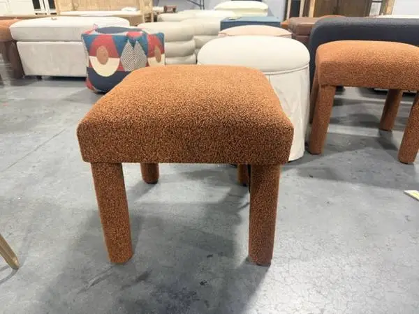 Upholstered Square 17.5 Stool Ottoman Rust Boucle Brand New