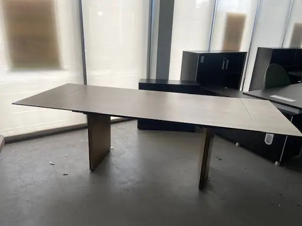 GLASS CONFERENCE TABLE WITH GOLD METAL LEGS RECTANGULAR 4X96