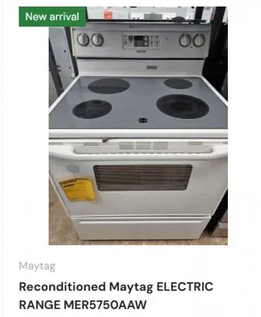 Reconditioned Maytag ELECTRIC RANGE MER5750AAW