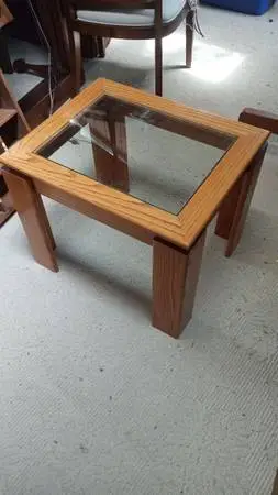 Wood Glass End Table