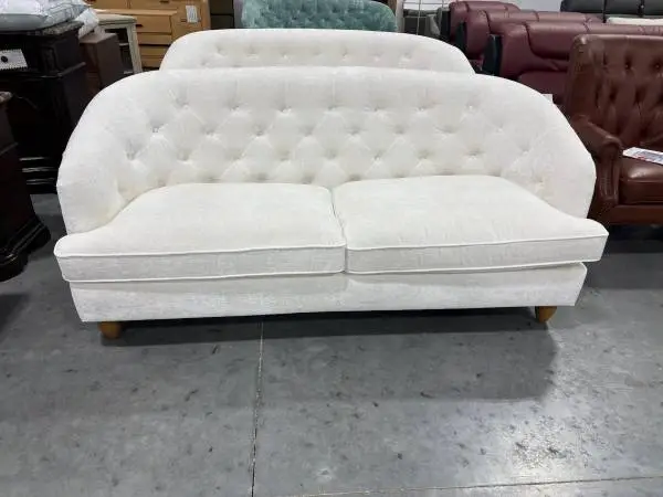 Laurel Cream Velvet 80 Upholstered Tufted Sofa Couch Brand New