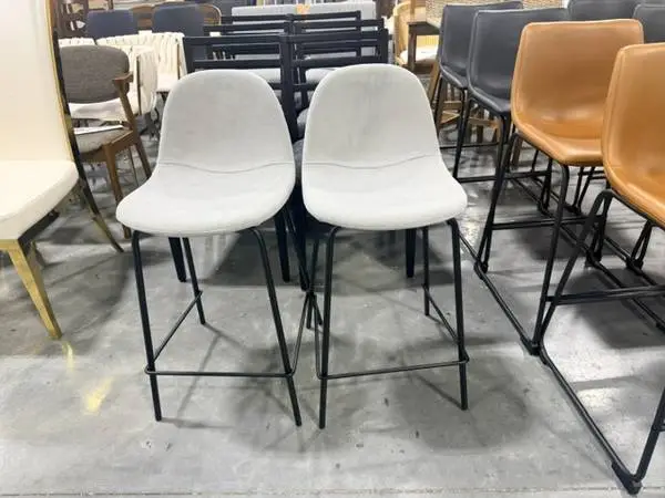 Maxine Silver Velvet Performance Counter Height Bar Stools (Set Of 2)