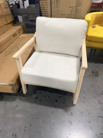 Laurel Foundry Modern Plush White Linen Willbanks Upholstered Armchair