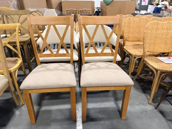 Hulala Home Alma Farmhouse Natural Solid Wood Dining Chair (Set Of 2)