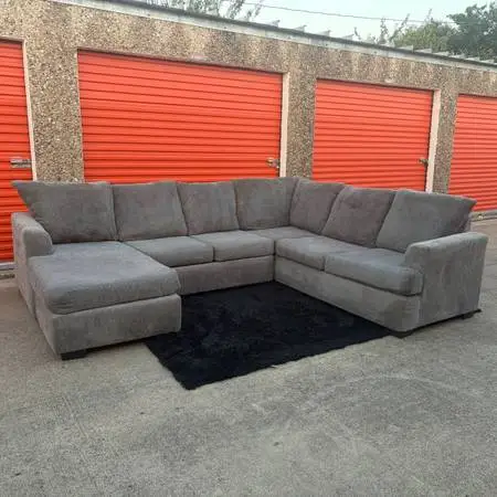 Gray U-Shaped Sectional Couch - FREE DELIVERY!