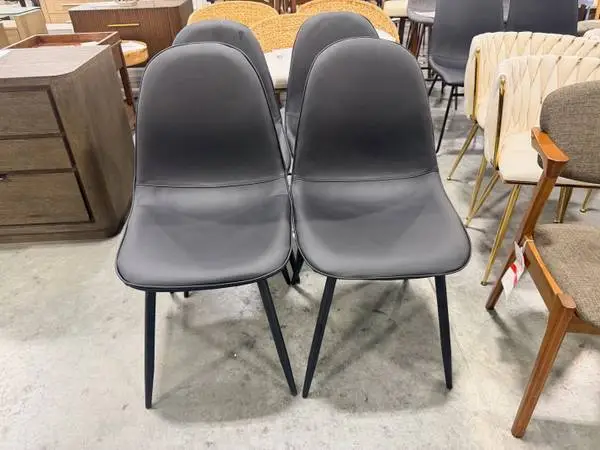 Copley Faux Leather Midnight Black Barrel Dining Chairs (Set Of 4)