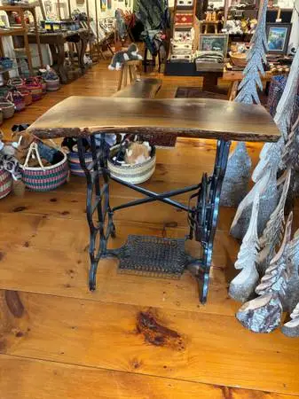 Live Edge Black Walnut Sewing Machine Base Table