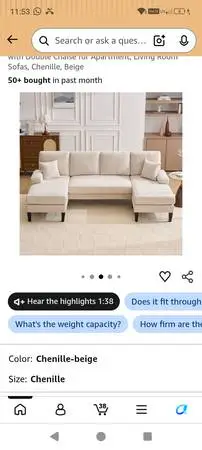 sofa, new in box(2 boxes), chenille upholstery