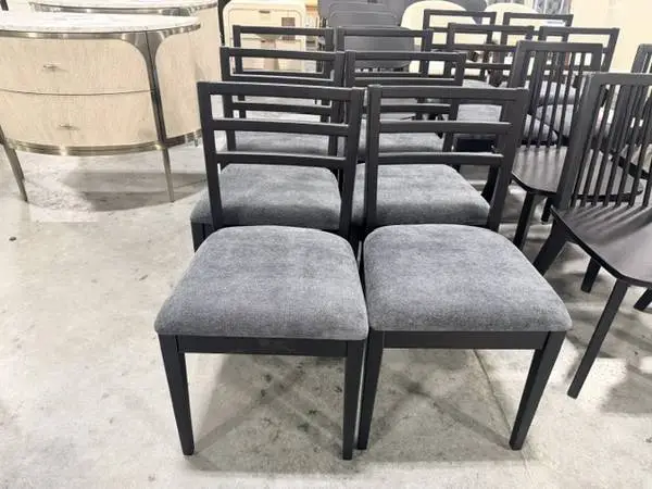 Ladder Back Dining Chair With Padded Seat Black (Set Of 6) Brand New