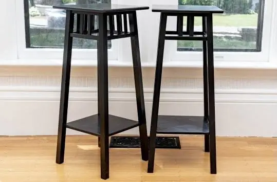 Set of 2 : RARE Frank Lloyd Wright SOLID WOOD Bedside Table Stands
