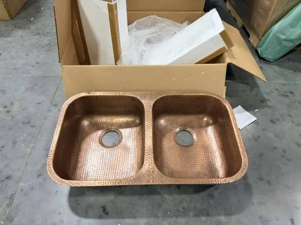 Orwell 32 Undermount Double Bowl 16 Gauge Antique Copper Kitchen Sink