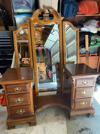 Vintage Wooden Makeup Vanity