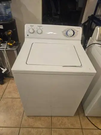 27 GE washer, TOUGH analog unit can handle lots, bypassed lid lock,