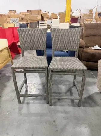 Modway Conduit Wicker Rattan Outdoor Patio Bar Stool Gray (Set Of 2)