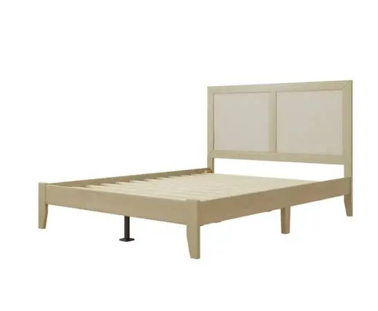 Streamdale Furniture Solid Wood Platform Queen Bed Frame With Rattan