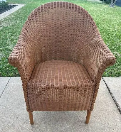 High End Mid Century Vintage Palecek Bamboo Rattan Wicker Barrel Chair