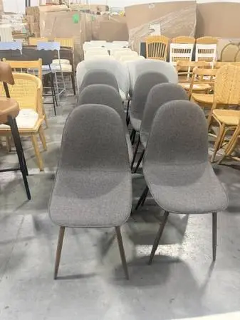 Raina Mid-Century Dining Chair Gray Upholstered (Set Of 6)