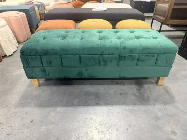 Rutherford Green Velvet Upholstered 52 Storage Bench Ottoman