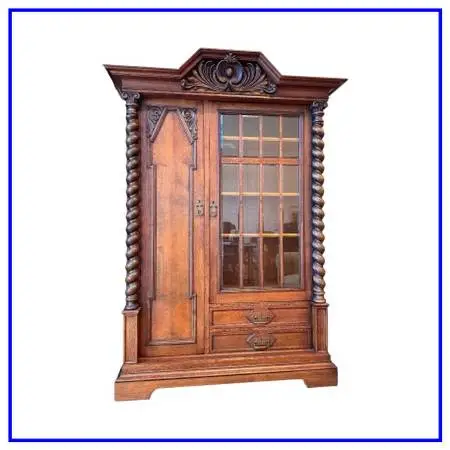 Baroque Revival Oak Display Cabinet